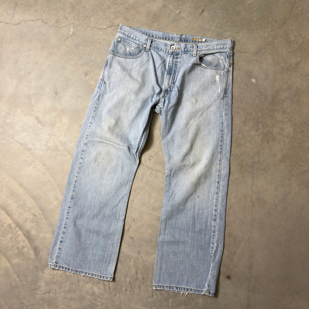 Vintage SilverTab Bootcut Jeans Mens 36x30 Light Wash Baggy Y2K Skater Denim